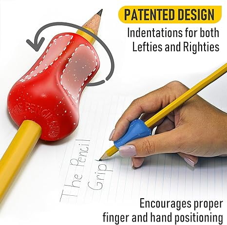 The Pencil Grip Glitter Pencil Grippers 6 Pcs, Pencil Grips for Handwriting, Ergonomic Pen Grip for Righties & Lefties, Pencil Holder for All Ages, Writing Tool with Finger Cushion