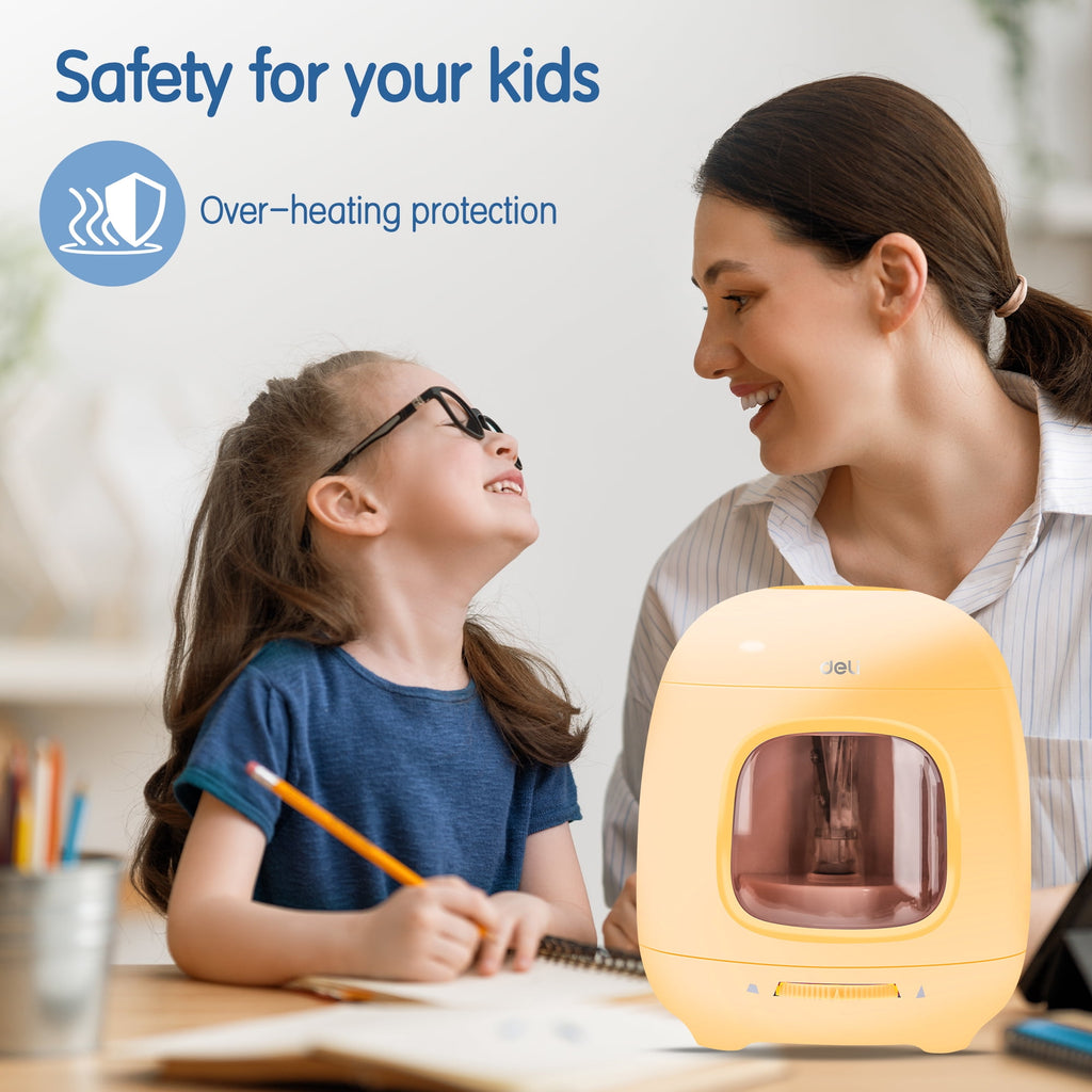 Deli Electric Pencil Sharpener,Suitable for No.2 Pencils Colored Pencils, USB & Battery Operated, Yellow