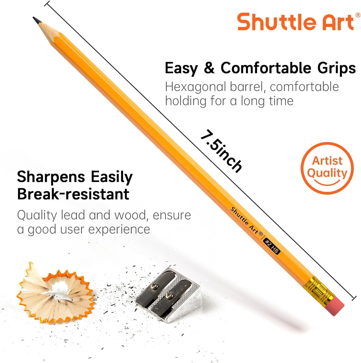 Wood-Cased #2 HB Pencils, Shuttle Art 350 Pack Sharpened Yellow Pencils with Erasers, Bulk Pack Graphite Pencils for Writhing, Drawing and Sketching