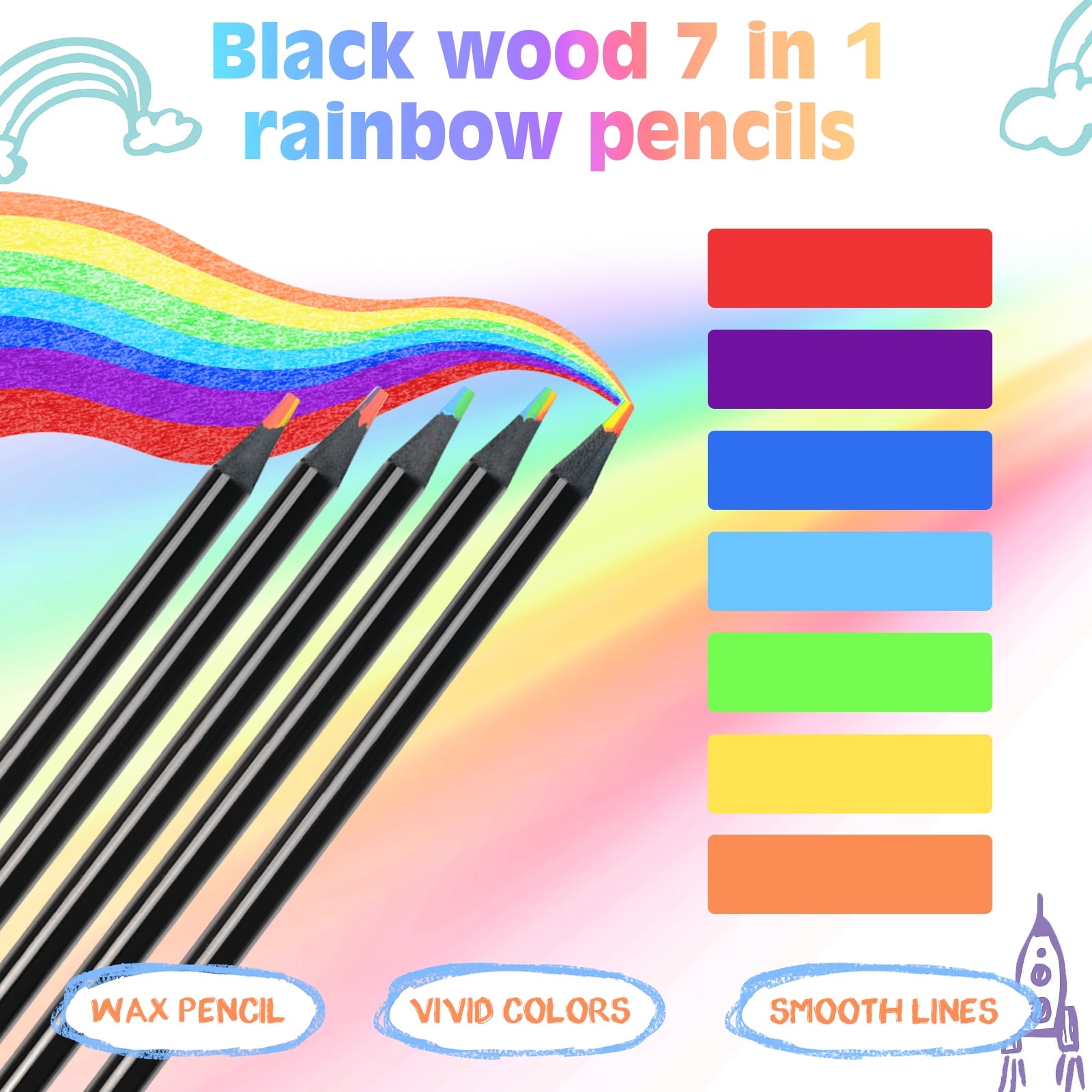 Nsxsu Rainbow Colored Pencils (12 Count)