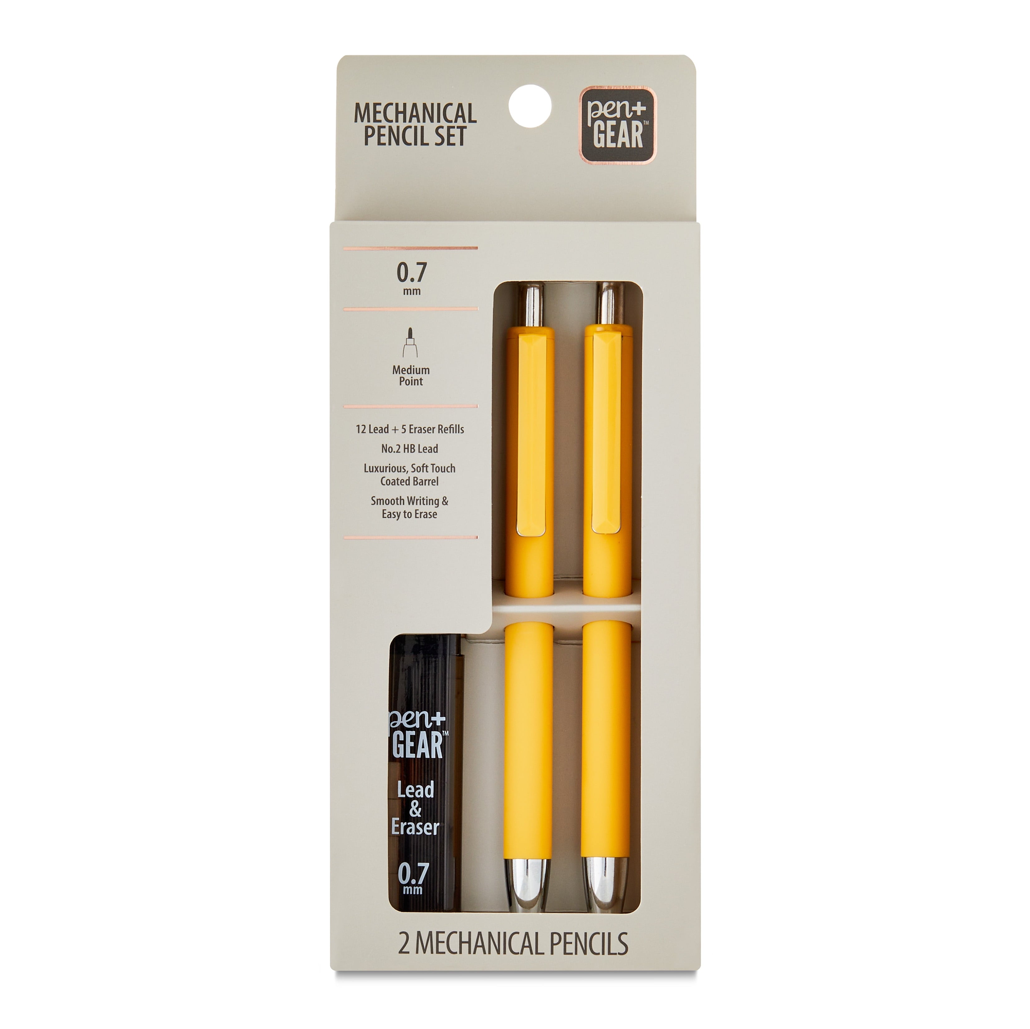 Pen+Gear Mechanical Pencil Kit, 0.7 mm, Yellow, 2 Count