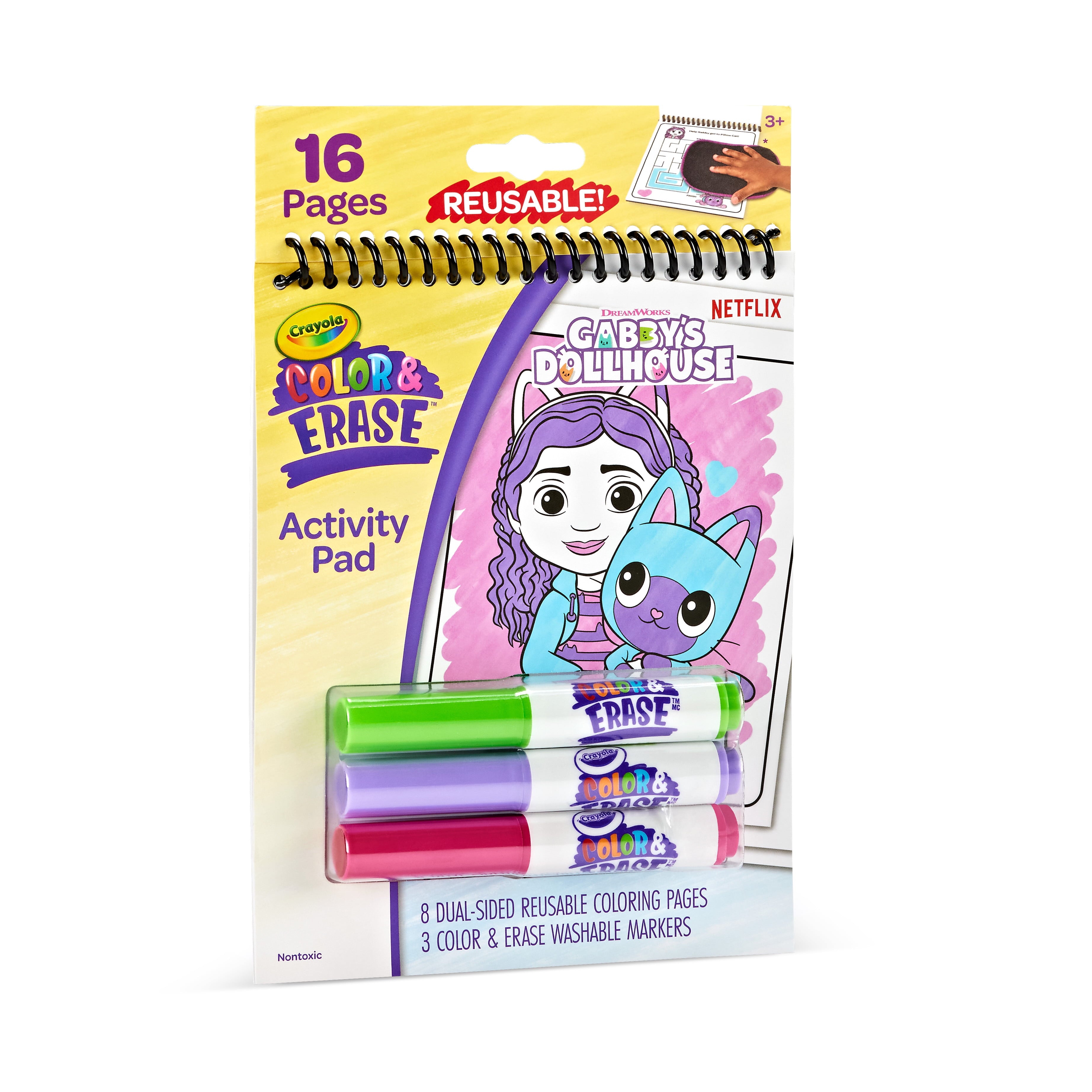 Crayola Gabby's Dollhouse Color & Erase Activity Pad, 8 Color & Erase Coloring Pages, Gift for Kids
