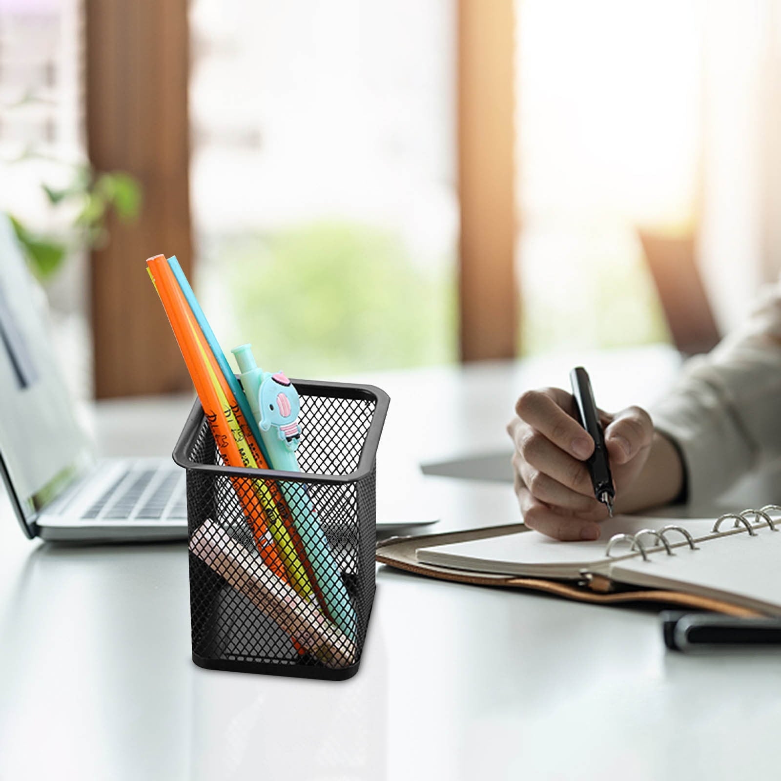 Lilixerw Square Pen Holders Metal Mesh Pencil Holders Pen Cup Marker Holder,Stationery Office Desk Organizer for Home Office