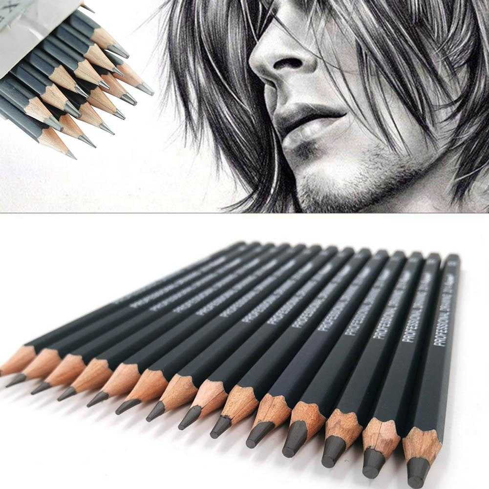 14pcs/set Wood Black Sketch Pencil Pencil Art Graphite Shading For Drawing Supplies Lead Sketch Black Art Pencils