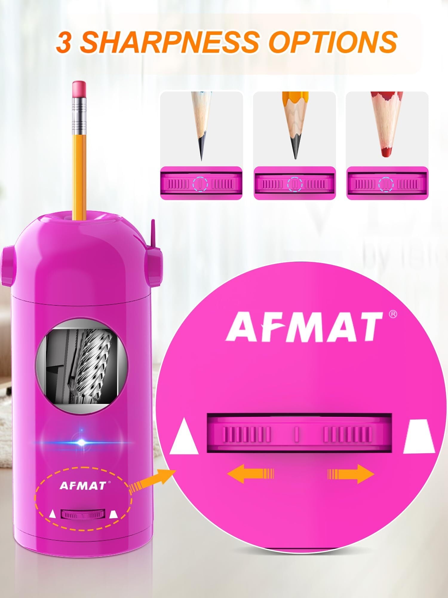 AFMAT Electric Pencil Sharpener Rechargeable Hands-Free Purple