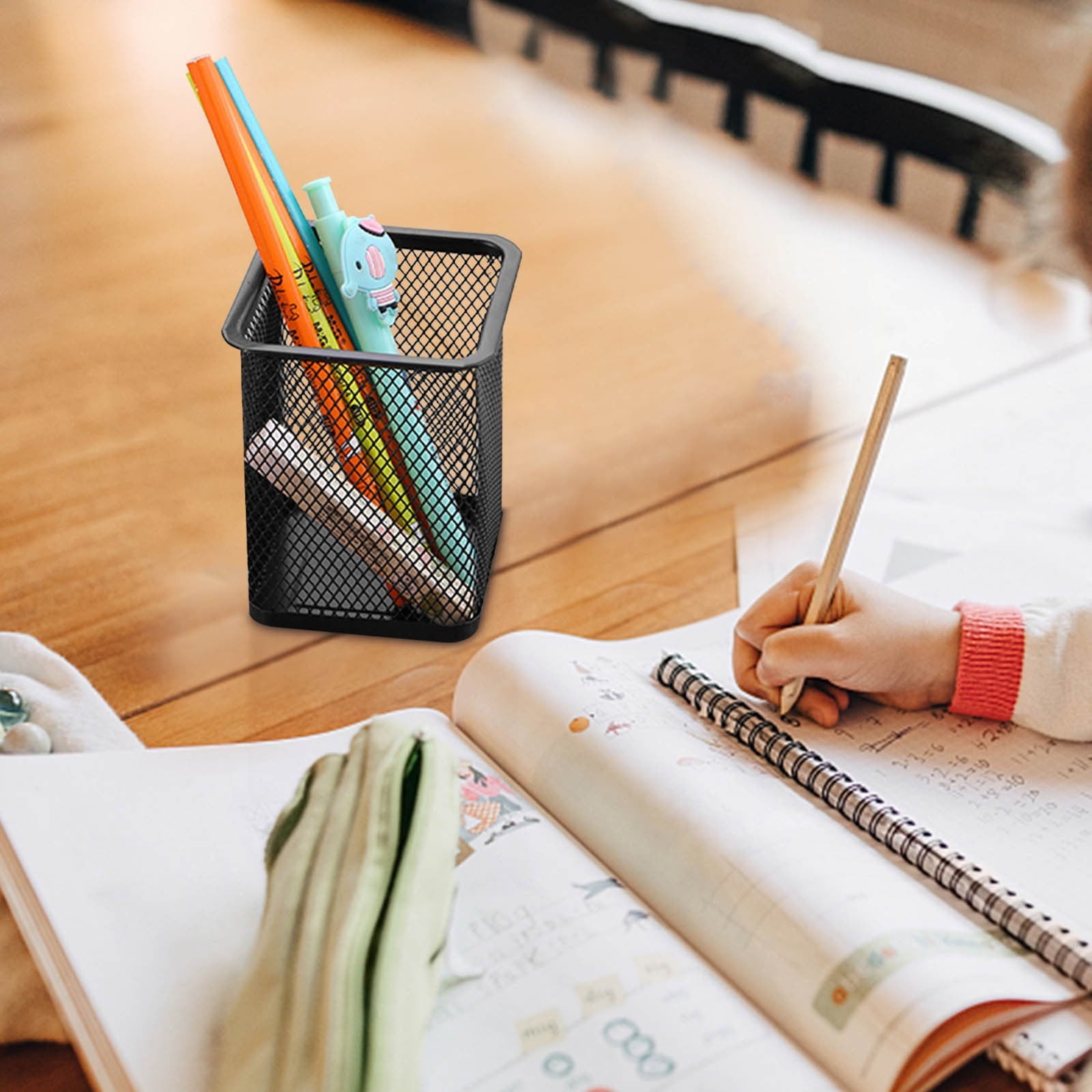 Lilixerw Square Pen Holders Metal Mesh Pencil Holders Pen Cup Marker Holder,Stationery Office Desk Organizer for Home Office