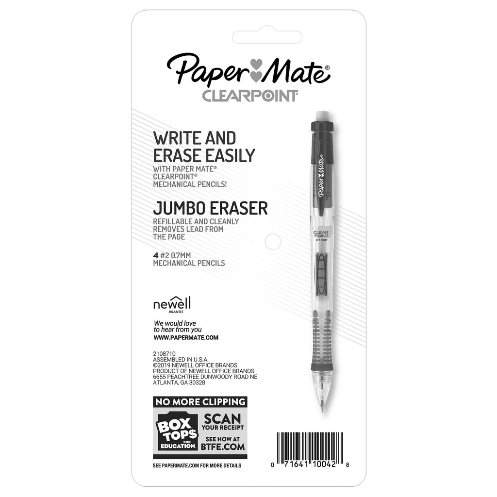 Paper Mate Clearpoint Mechanical Pencils, 0.7mm, #2 Lead, 4 Count