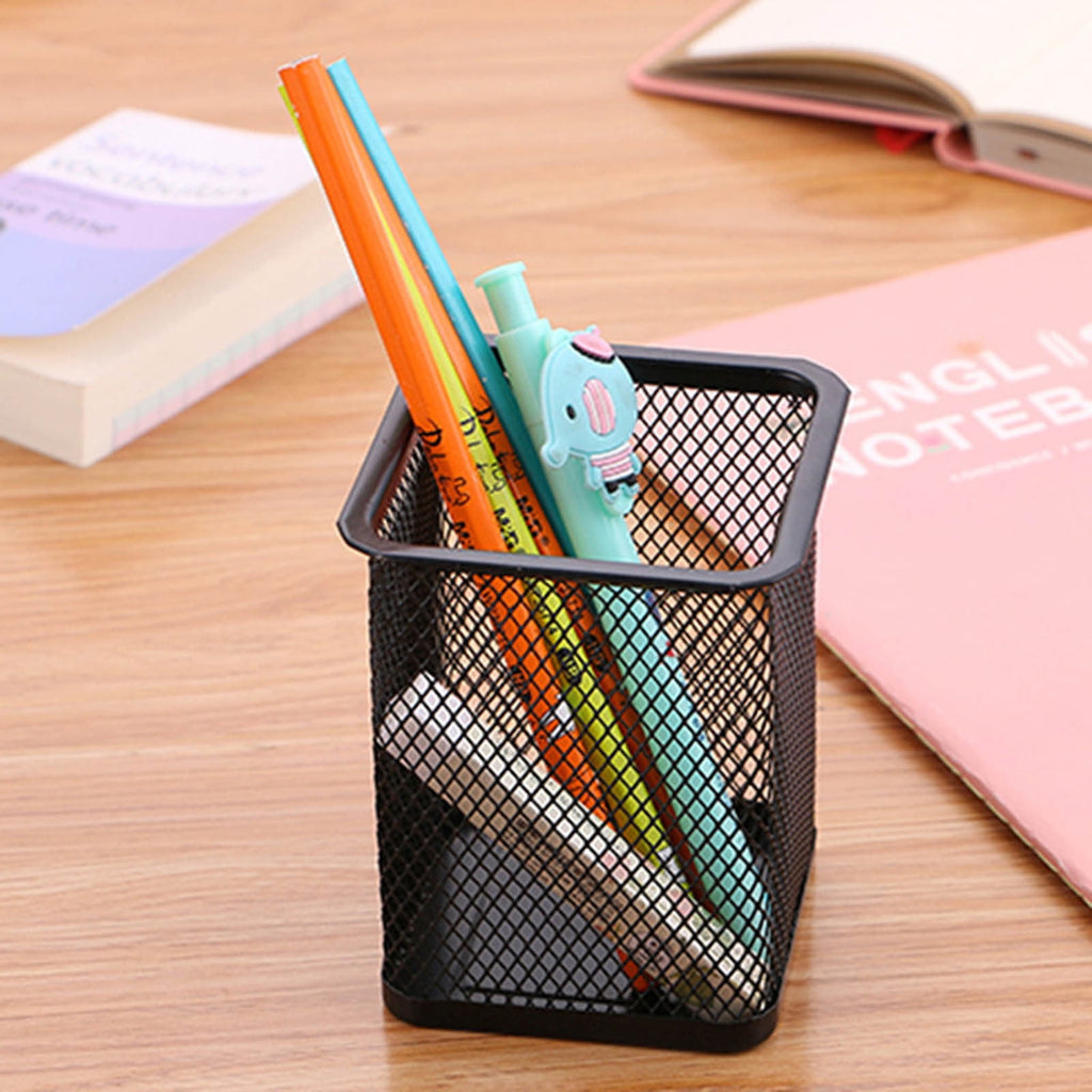Lilixerw Square Pen Holders Metal Mesh Pencil Holders Pen Cup Marker Holder,Stationery Office Desk Organizer for Home Office