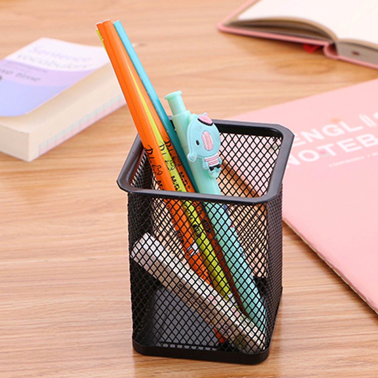 Lilixerw Square Pen Holders Metal Mesh Pencil Holders Pen Cup Marker Holder,Stationery Office Desk Organizer for Home Office