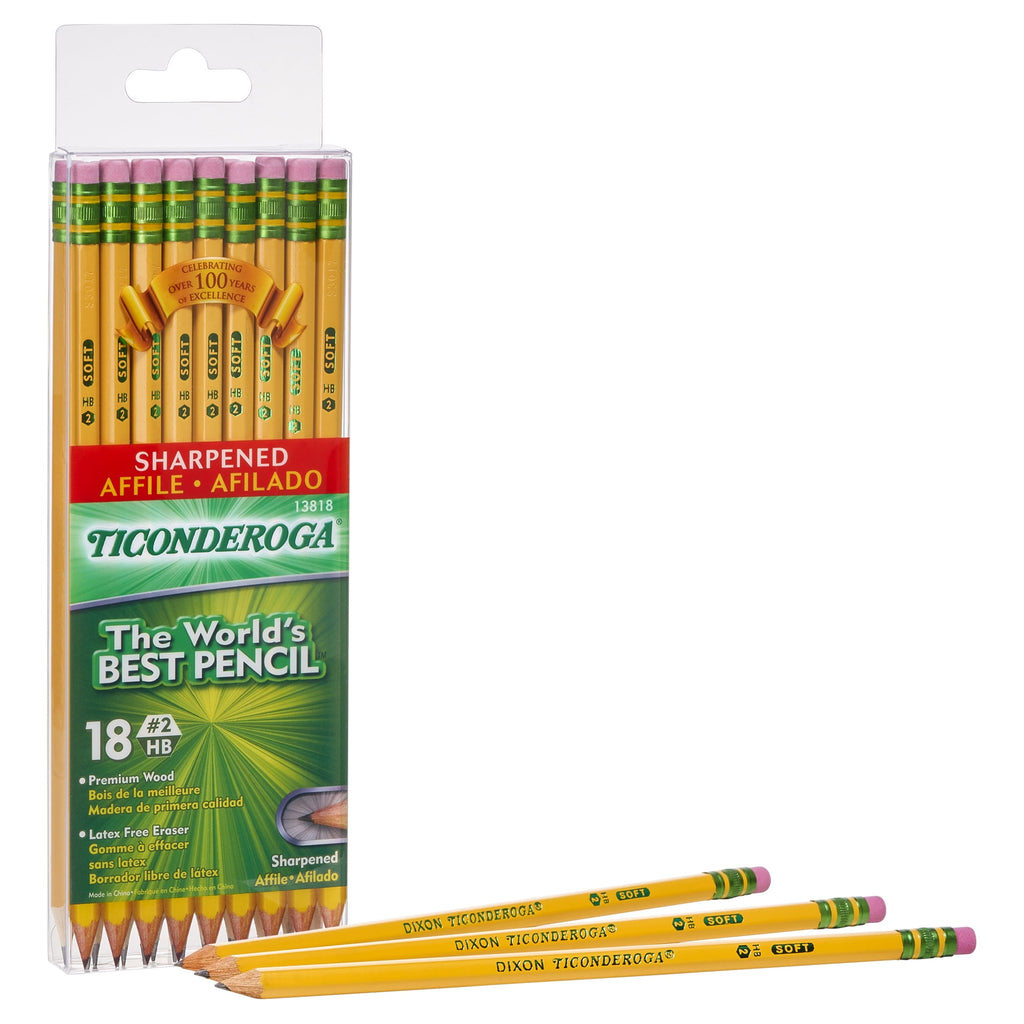 Ticonderoga Classic Yellow No 2 Pencils, Pre Sharpened Pencil, 18 Ct