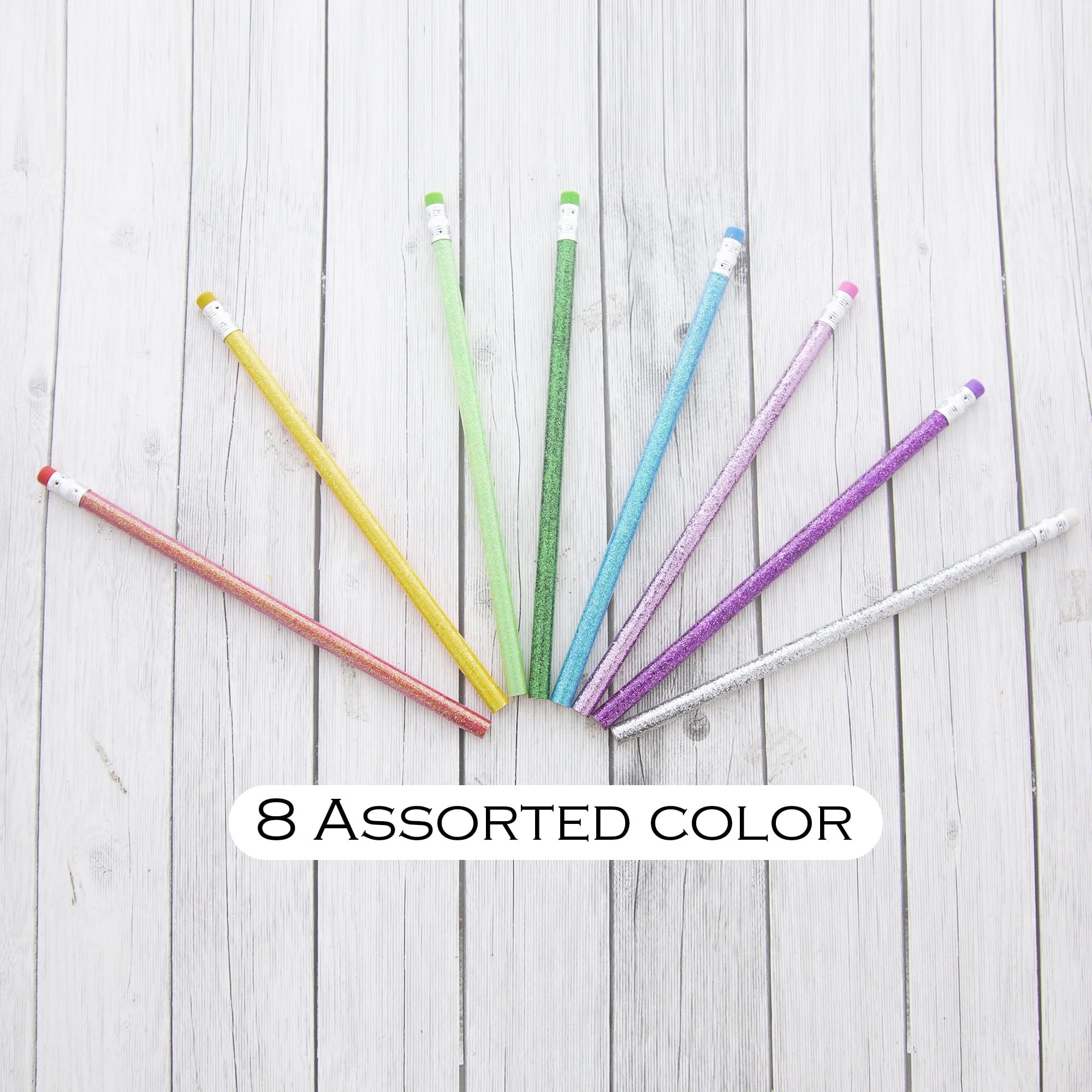 BAZIC Glitter Metallic Pencils, Latex Free Eraser, (8/Pack), 1-Pack