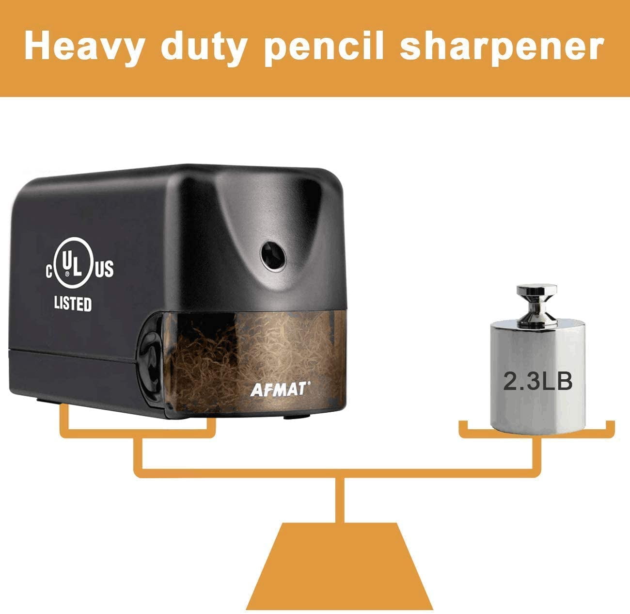 AFMAT Heavy Duty Electric Pencil Sharpener for 6.5-8mm No.2/Colored, UL Listed Professional Pencil Sharpener w/Stronger Helical Blade, for Classroom,Black, New
