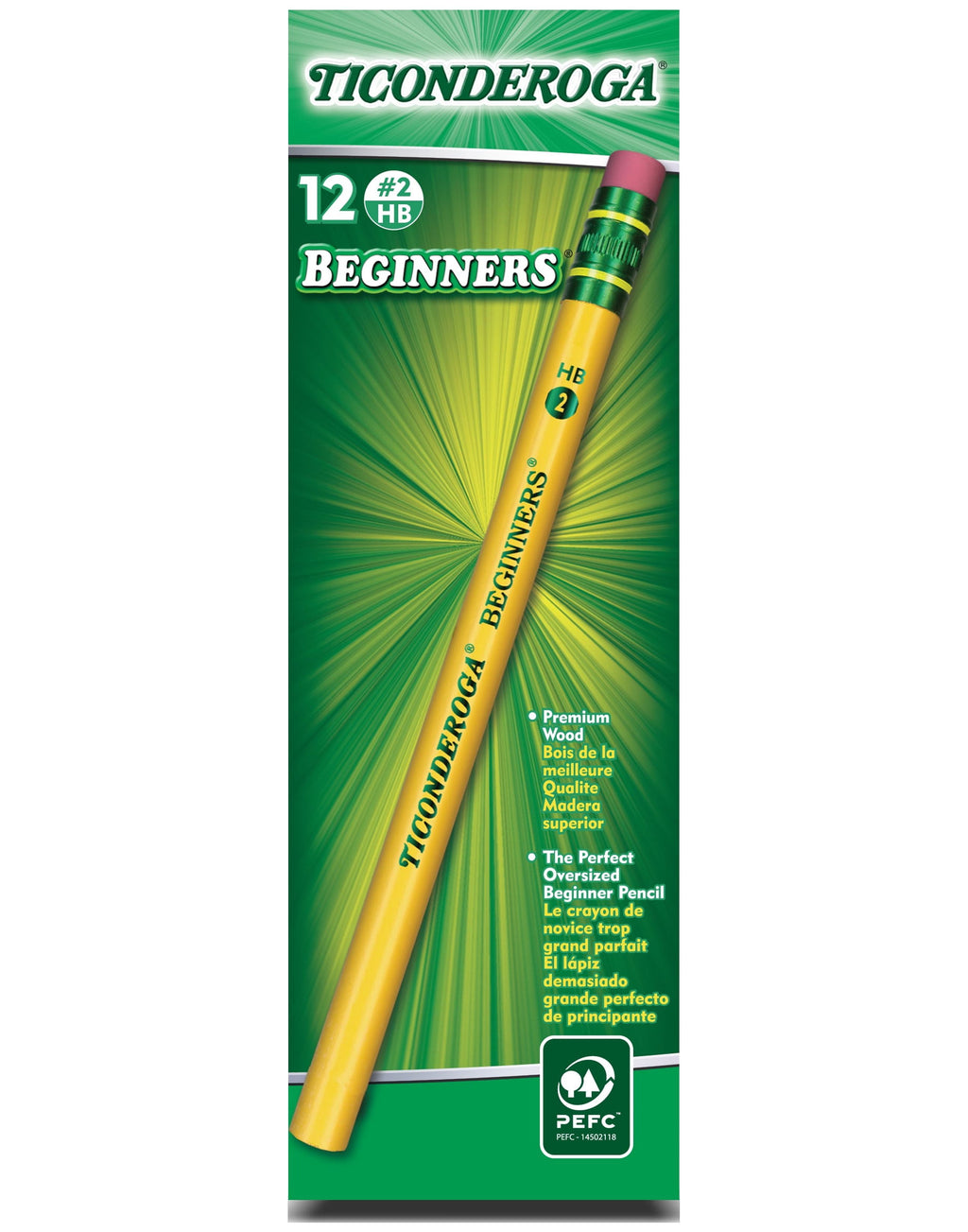 Dixon Ticonderoga Woodcase Beginner Pencil, Number 2 Yellow, 12 Count