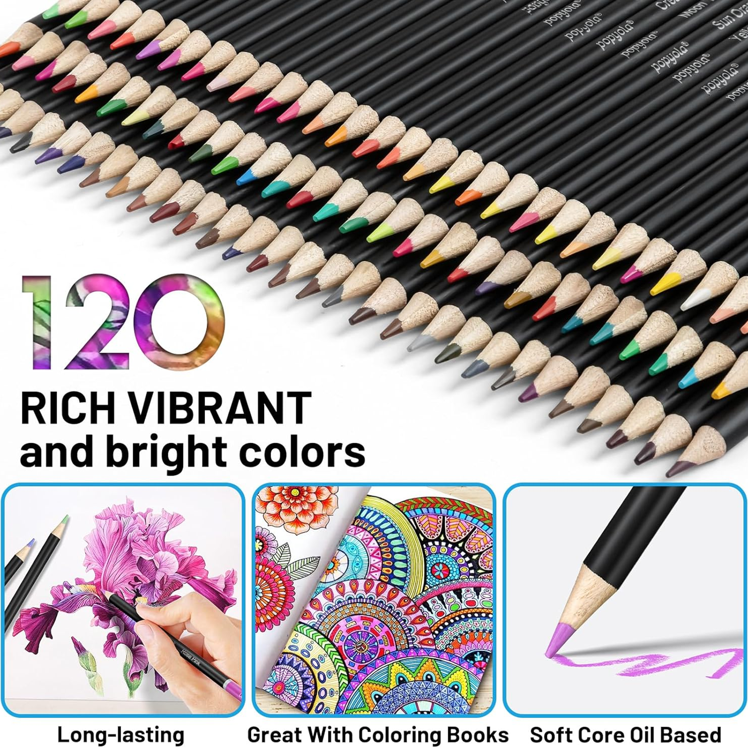 Vigorfun 136-Pack Black Colored Pencils Set with Art Supplies（Black）