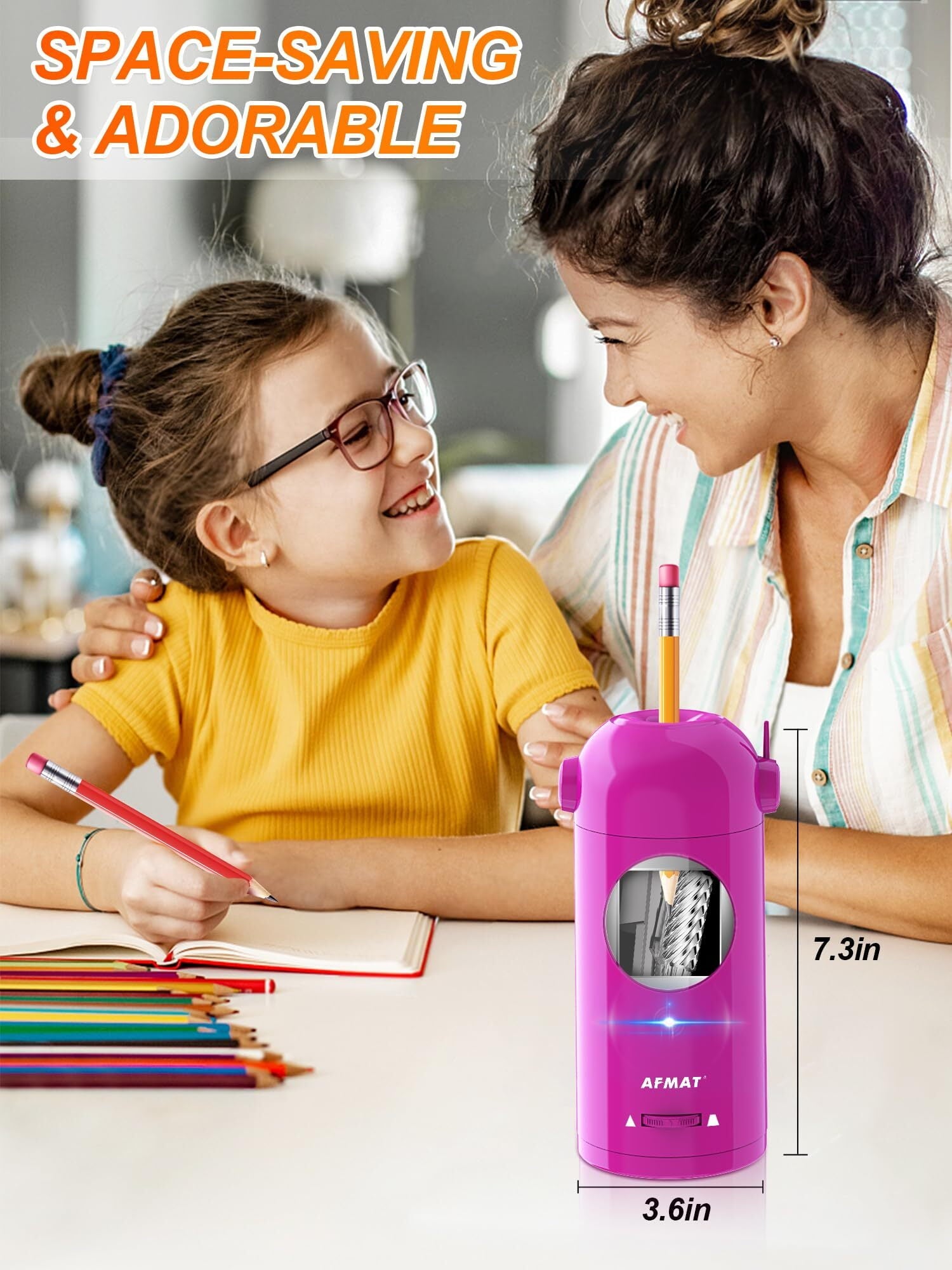 AFMAT Electric Pencil Sharpener Rechargeable Hands-Free Purple