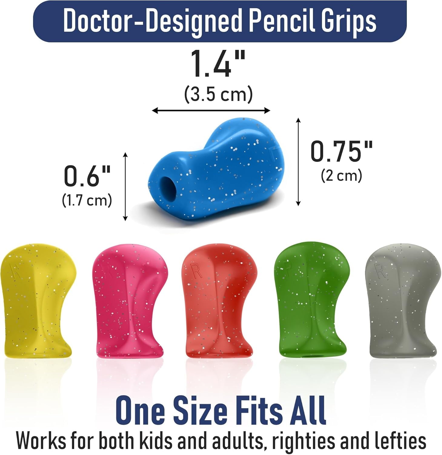 The Pencil Grip Glitter Pencil Grippers 6 Pcs, Pencil Grips for Handwriting, Ergonomic Pen Grip for Righties & Lefties, Pencil Holder for All Ages, Writing Tool with Finger Cushion
