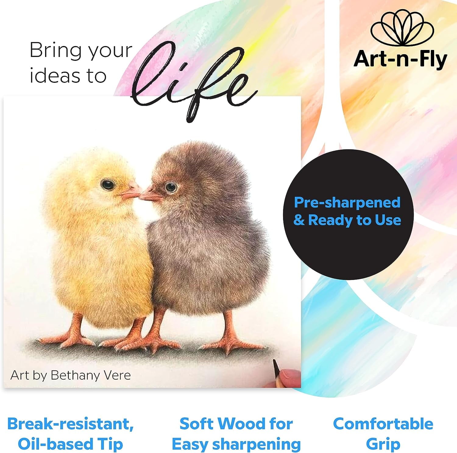 Oil Pastel Pencils for Artists 48 ct - Oil Based Colored Pencils - Drawing, Sketching and Adult Coloring - Soft Core Art Coloring Pencils Set with Skin Tone