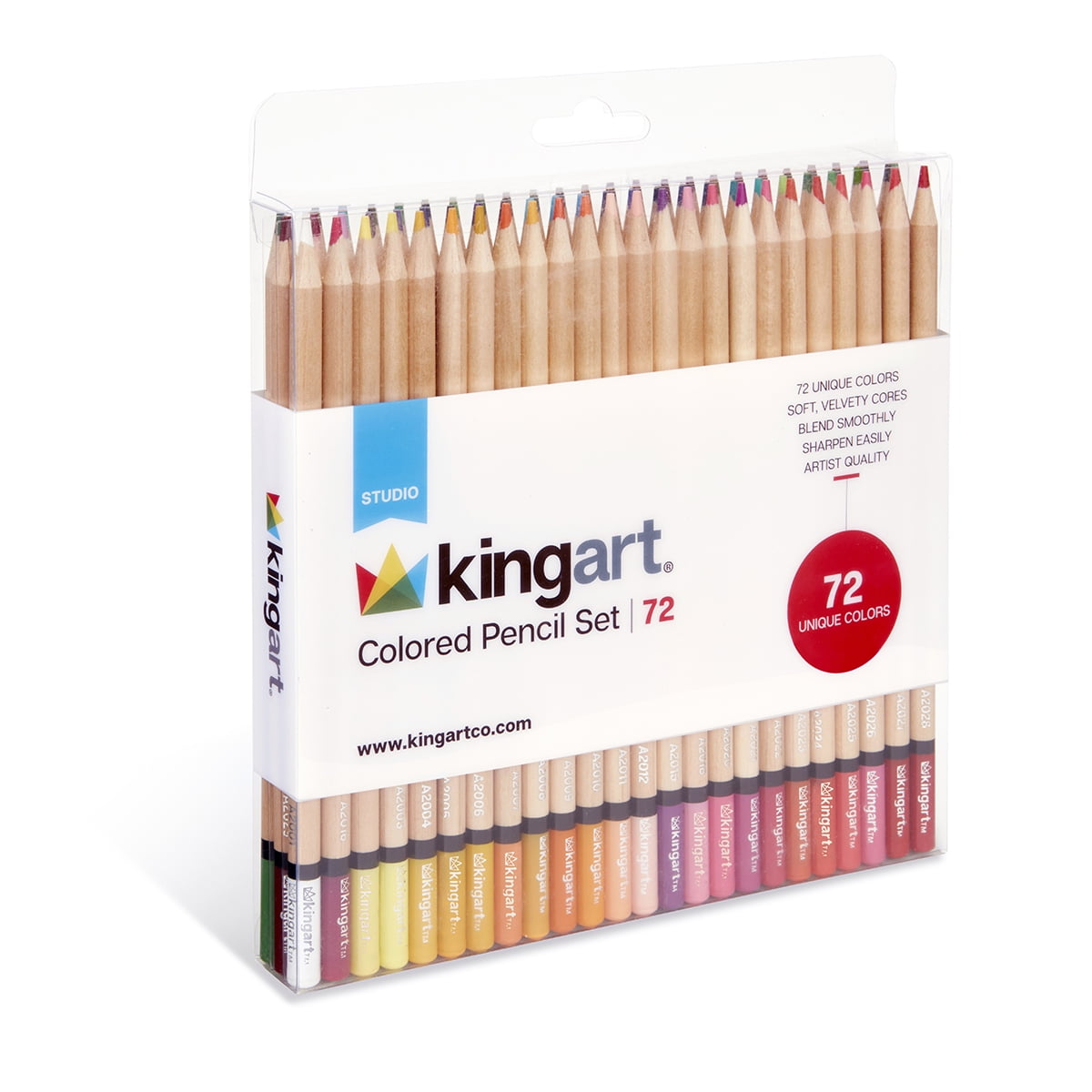 Kingart Studio, Colored Pencils, Soft Wax-Based Cores, Set of 72, for All Ages