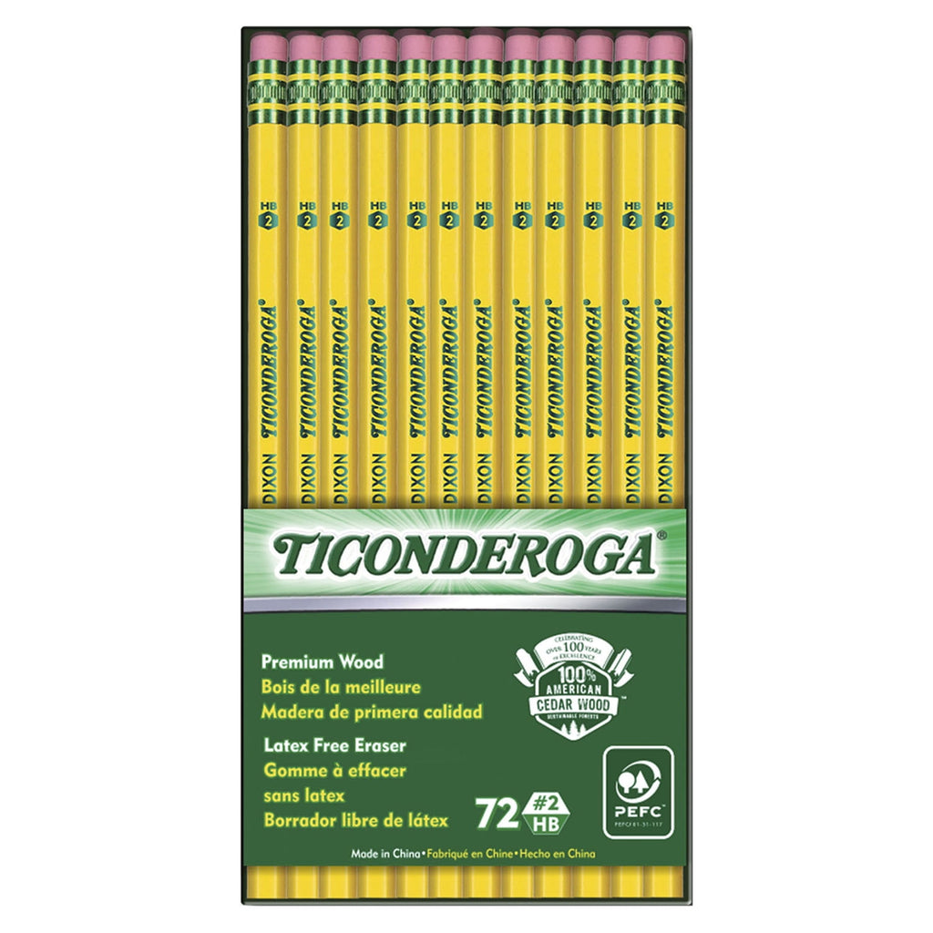 Ticonderoga Original Ticonderoga Pencils, No. 2 Soft, Unsharpened, Box of 72