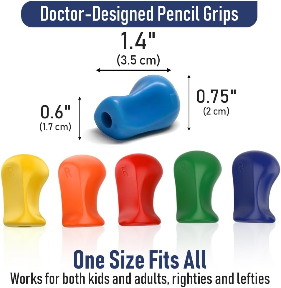 The Pencil Grip Original Pencil Grippers 6 Pcs, Improves Handwriting, Ergonomic Pen Holder for Righties & Lefties, Ideal for All Ages, Writing Tool with Finger Cushion