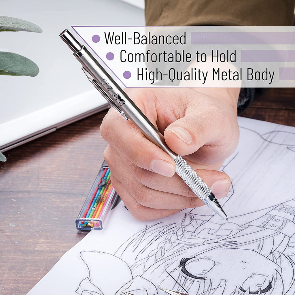 Mr. Pen Mechanical Pencil Set with Erasers Refills, 0.3mm, 0.5mm, 0.7mm, 0.9mm and 2mm, 5 Count