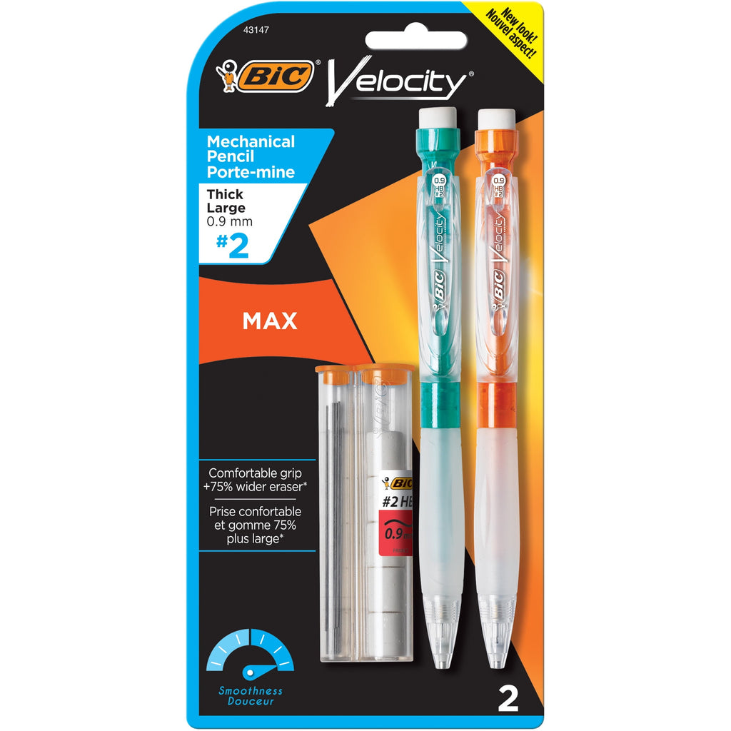 BIC Velocity Max Mechanical Pencil, Thick Point (0.9 mm), 2-Count