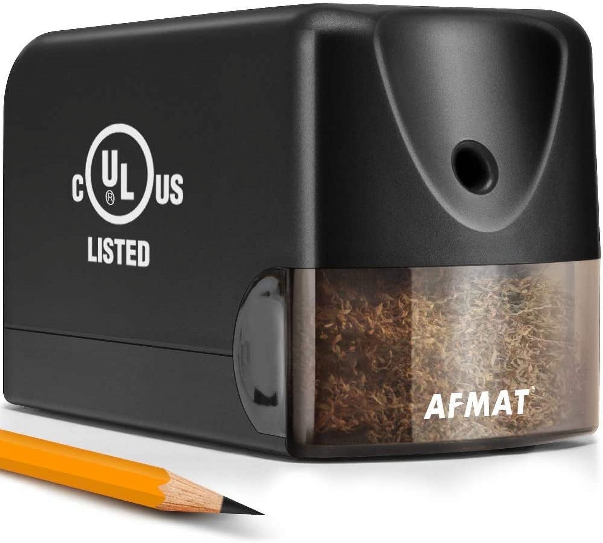 AFMAT Heavy Duty Electric Pencil Sharpener for 6.5-8mm No.2/Colored, UL Listed Professional Pencil Sharpener w/Stronger Helical Blade, for Classroom,Black, New