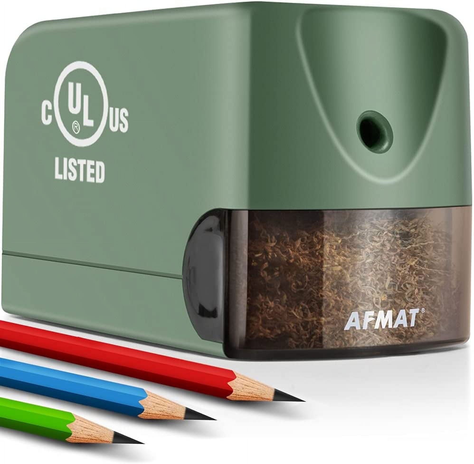 AFMAT Heavy Duty Electric Pencil Sharpener for 6.5-8mm No.2/Colored, UL Listed Professional Pencil Sharpener w/Stronger Helical Blade, for Classroom,Black, New