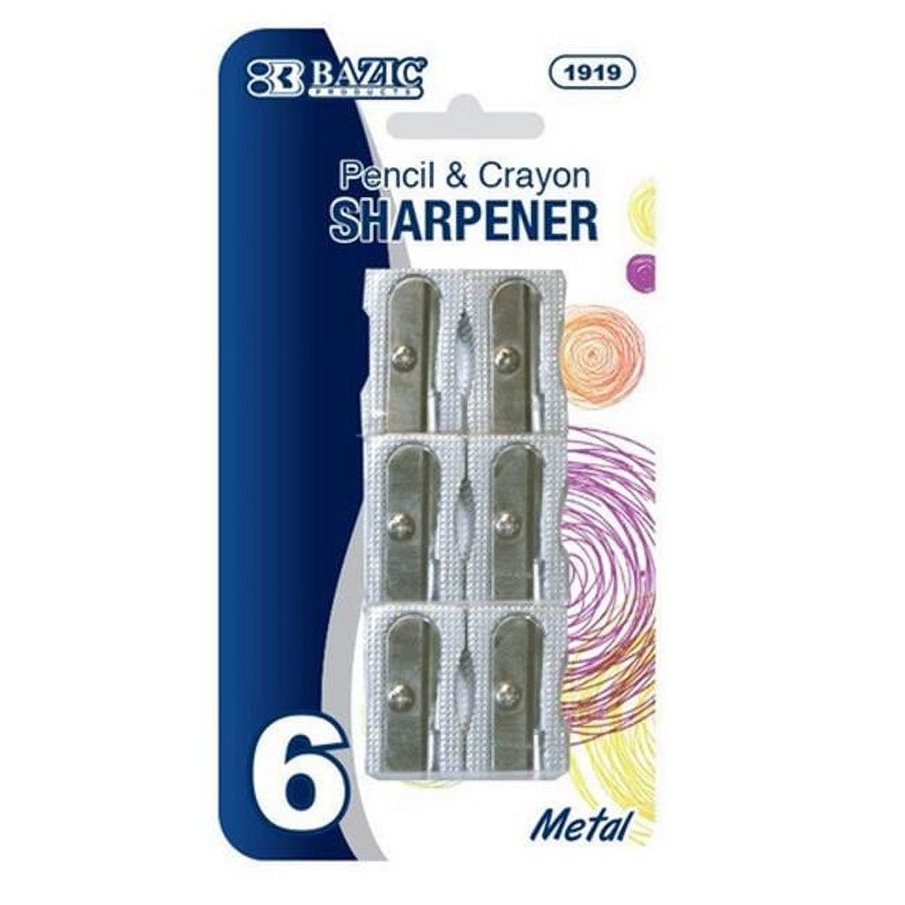 BAZIC Pencil Sharpener Metal Silver Single Hole Blade, (6/Pack), 1-Pack