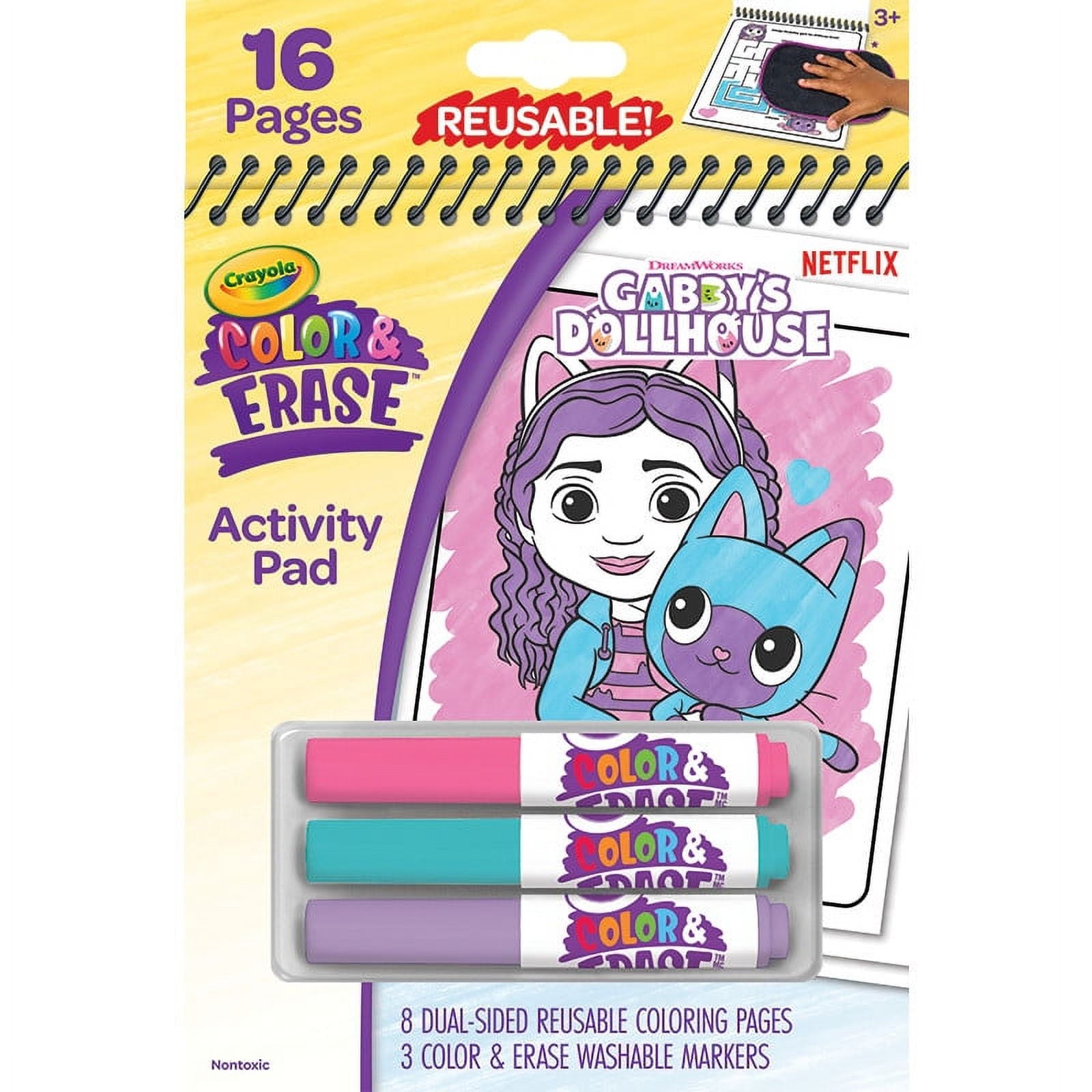 Crayola Gabby's Dollhouse Color & Erase Activity Pad, 8 Color & Erase Coloring Pages, Gift for Kids