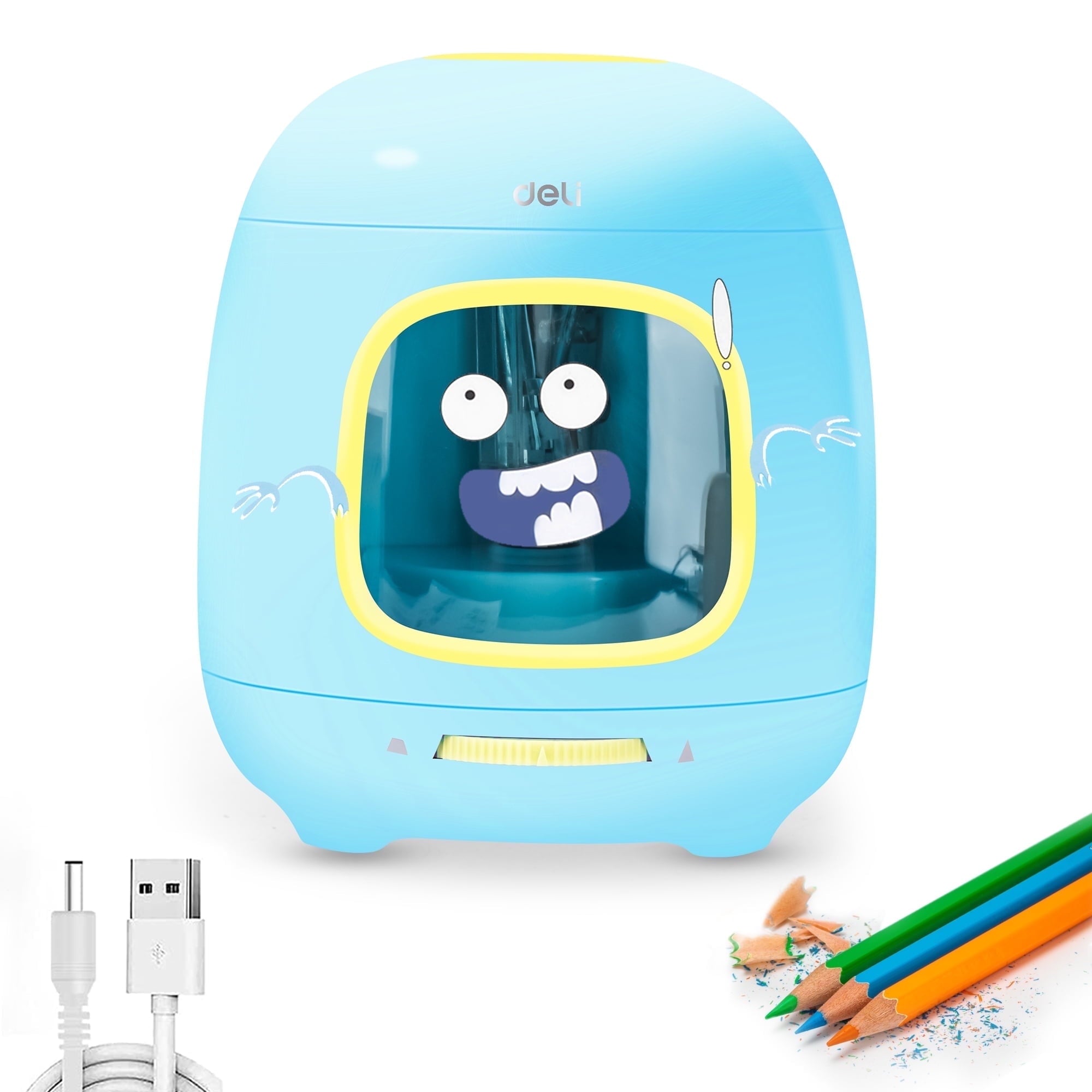 Deli Electric Pencil Sharpener,Suitable for No.2 Pencils Colored Pencils, USB & Battery Operated, Yellow
