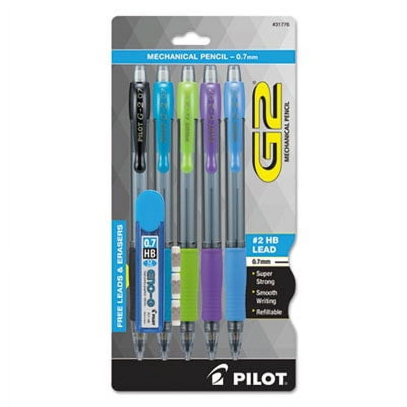 G2 Mechanical Pencil 0.7 mm, HB 2.5, Black Lead, Assorted Barrel Colors, 5 Count