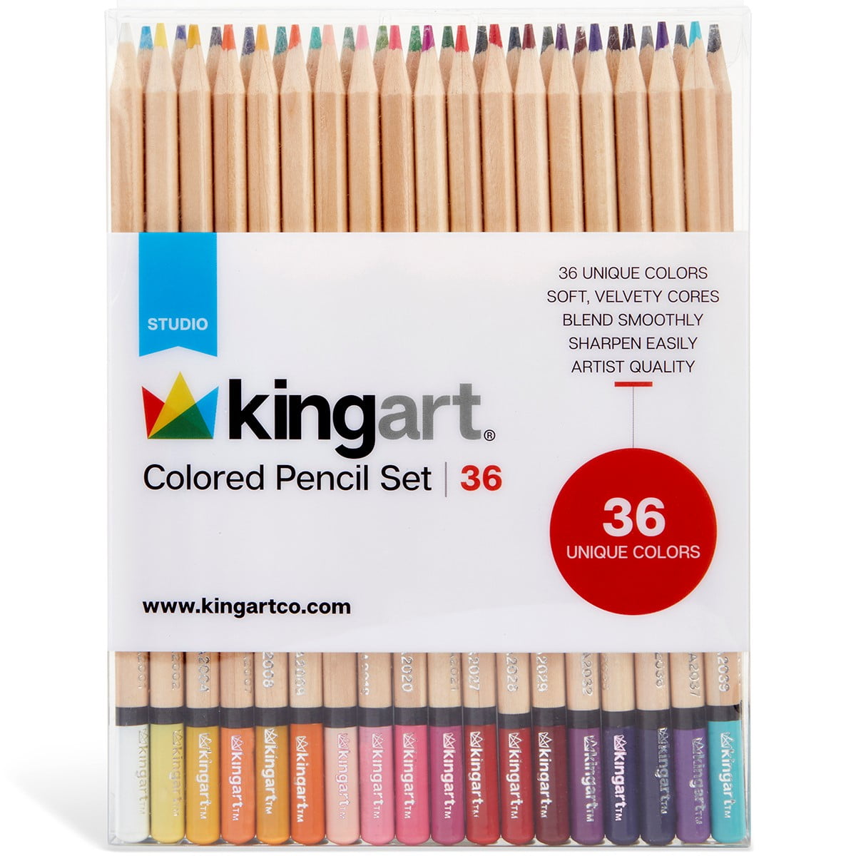 KINGART Soft Core Colored Pencils Set of 36 Unique Vibrant Colors
