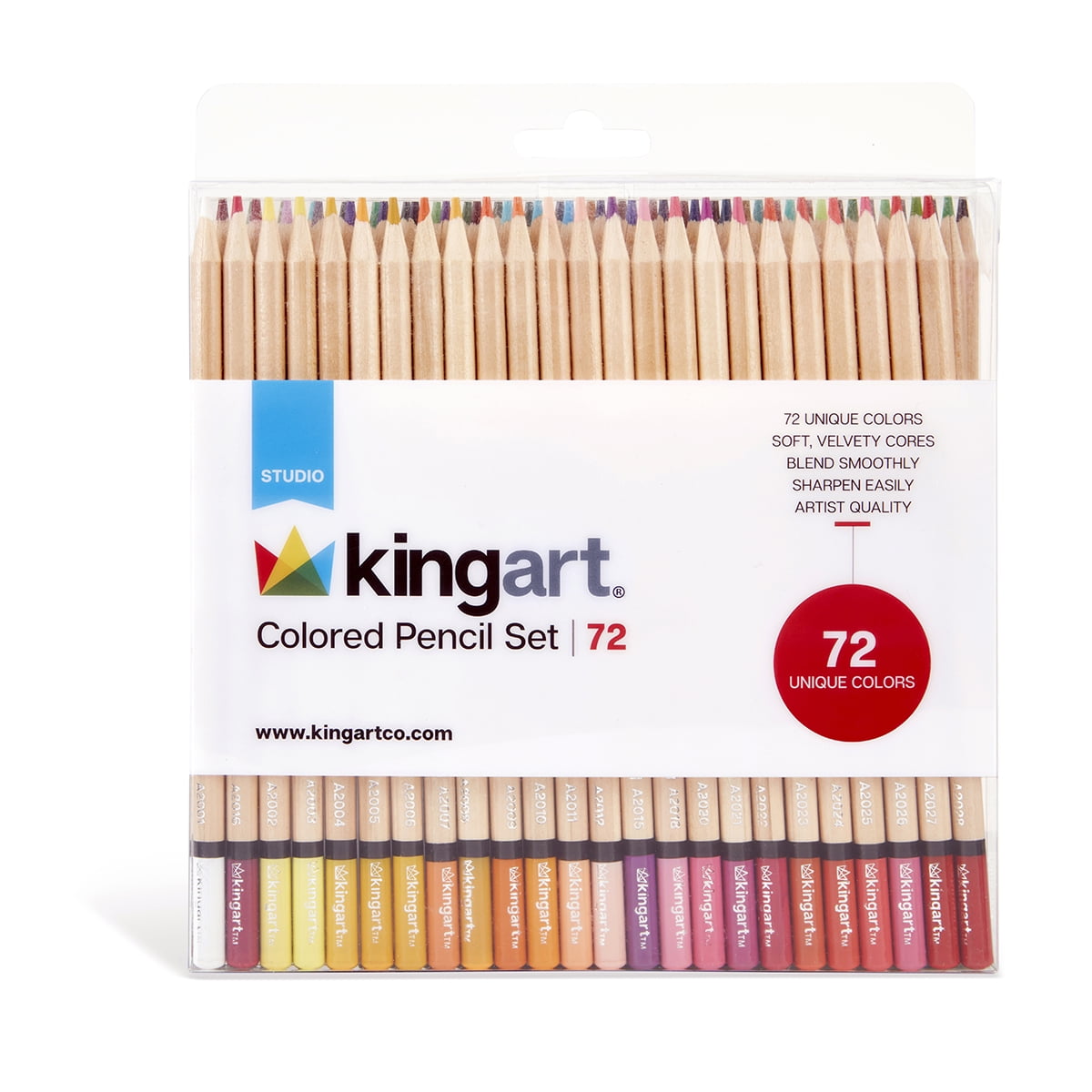 Kingart Studio, Colored Pencils, Soft Wax-Based Cores, Set of 72, for All Ages