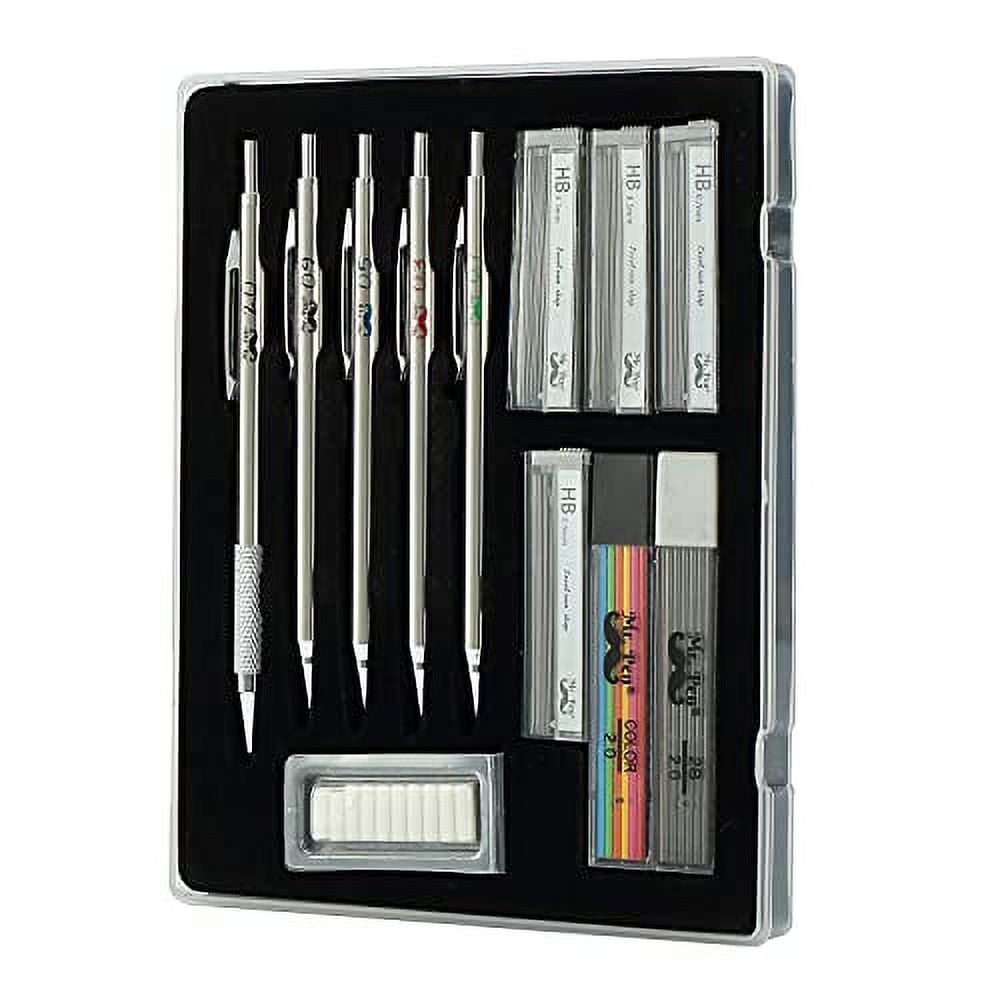 Mr. Pen Mechanical Pencil Set with Erasers Refills, 0.3mm, 0.5mm, 0.7mm, 0.9mm and 2mm, 5 Count