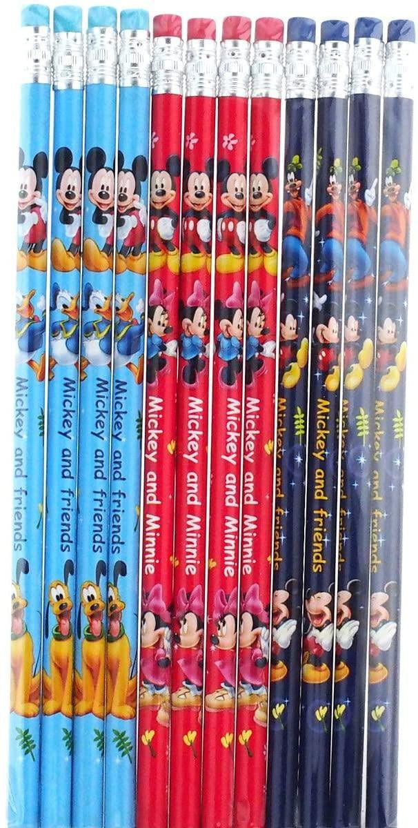 PLUMA IMPORTS Wood Disney Mickey Mouse Pencils, Multicolor, 12 Count Pack