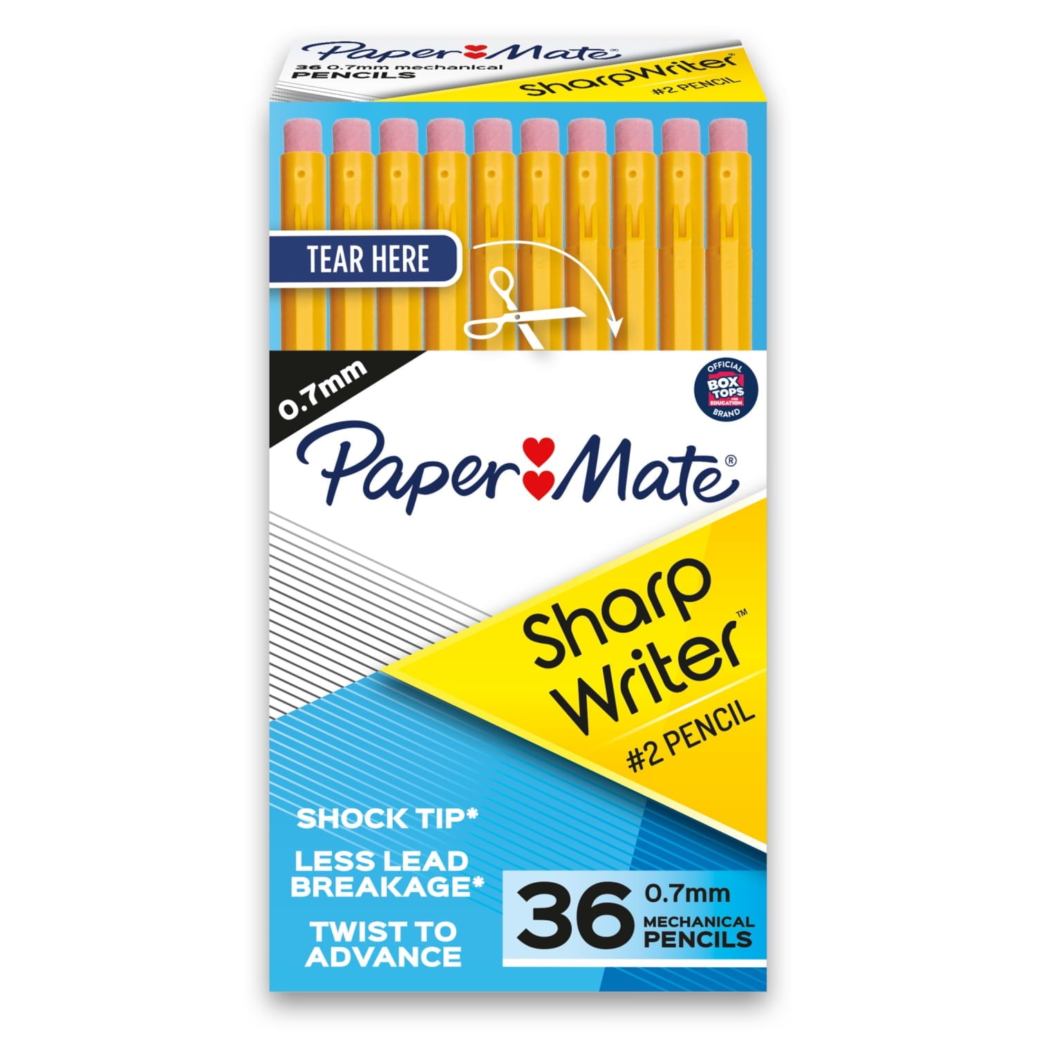 Paper Mate SharpWriter Mechanical Pencils, 0.7 mm, HB #2, Yellow, 36 Count