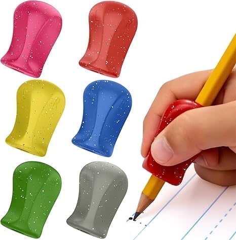 The Pencil Grip Glitter Pencil Grippers 6 Pcs, Pencil Grips for Handwriting, Ergonomic Pen Grip for Righties & Lefties, Pencil Holder for All Ages, Writing Tool with Finger Cushion