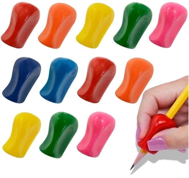 The Pencil Grip Glitter Pencil Grippers 6 Pcs, Pencil Grips for Handwriting, Ergonomic Pen Grip for Righties & Lefties, Pencil Holder for All Ages, Writing Tool with Finger Cushion