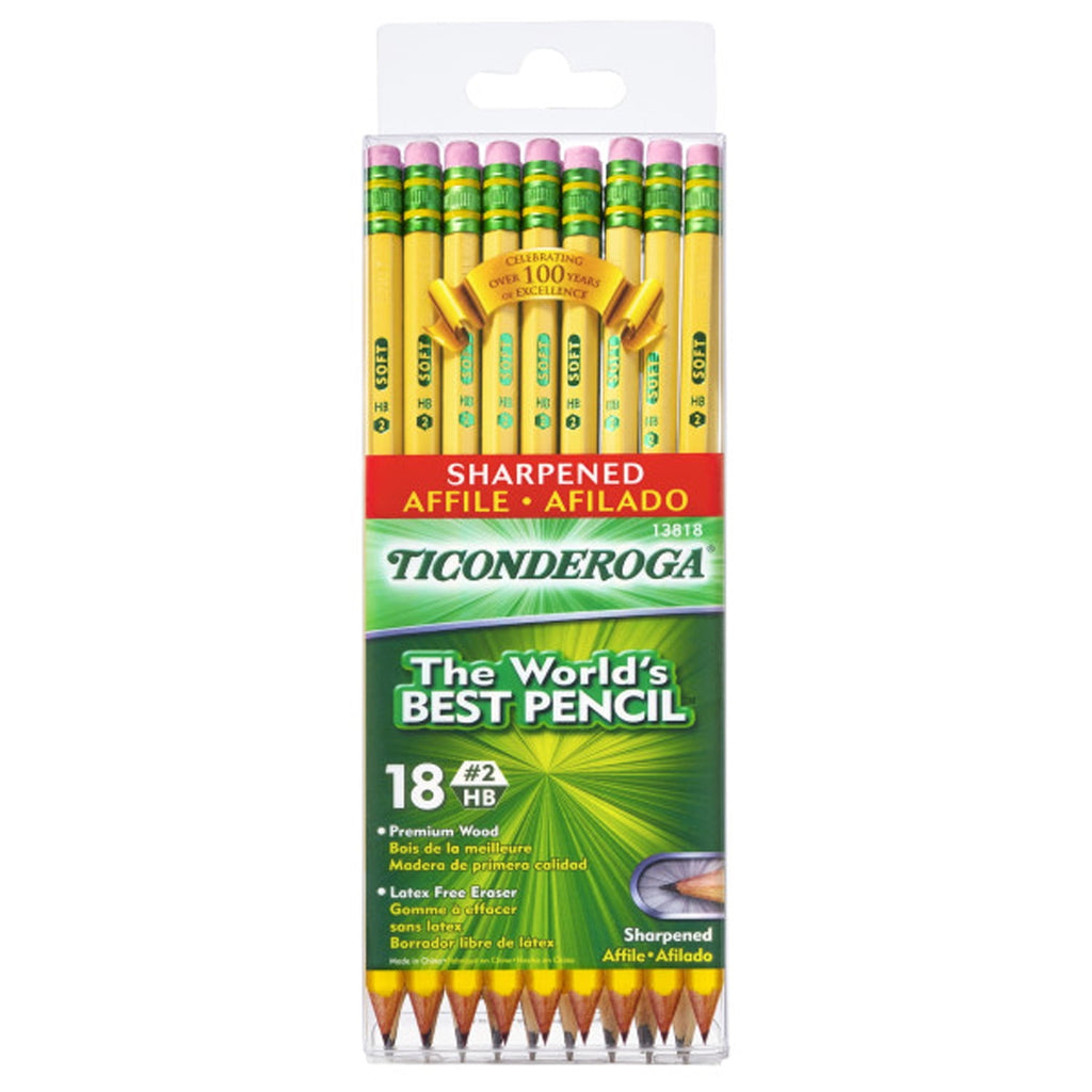 Ticonderoga Classic Yellow No 2 Pencils, Pre Sharpened Pencil, 18 Ct
