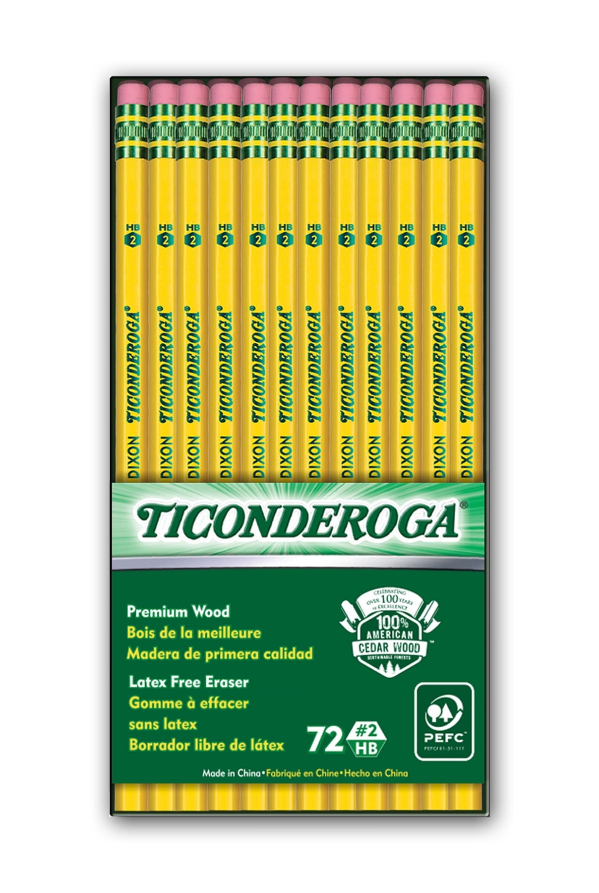 Ticonderoga Original Ticonderoga Pencils, No. 2 Soft, Unsharpened, Box of 72