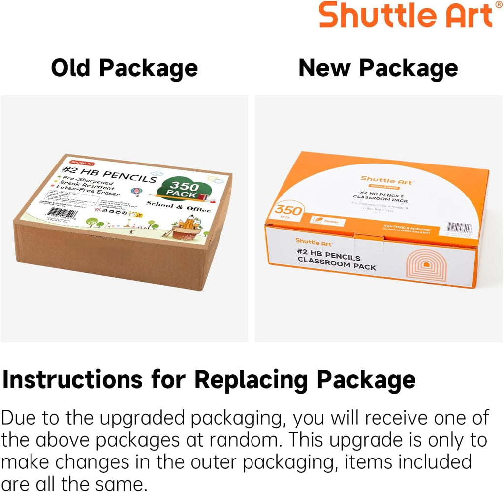 Wood-Cased #2 HB Pencils, Shuttle Art 350 Pack Sharpened Yellow Pencils with Erasers, Bulk Pack Graphite Pencils for Writhing, Drawing and Sketching