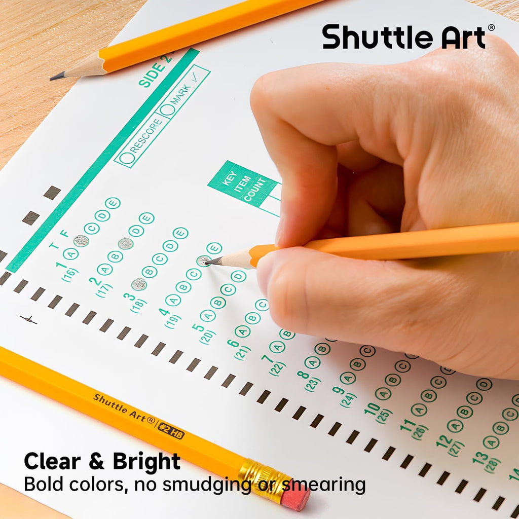 Wood-Cased #2 HB Pencils, Shuttle Art 350 Pack Sharpened Yellow Pencils with Erasers, Bulk Pack Graphite Pencils for Writhing, Drawing and Sketching