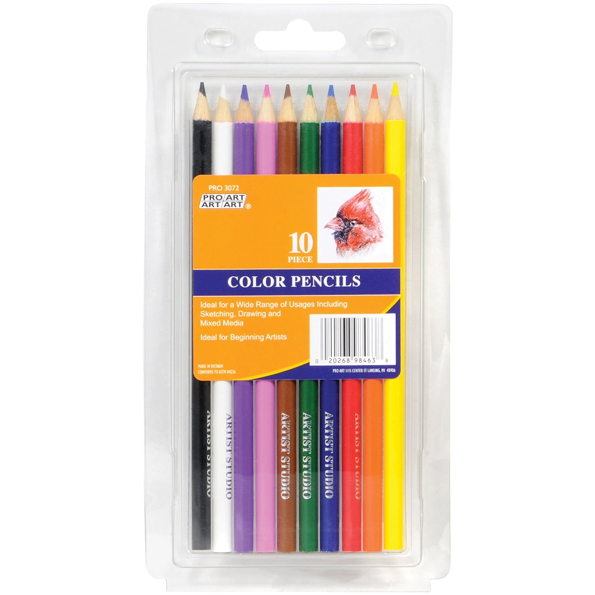 Pro Art Color Pencil Set 10pc – Colored Pencils, Drawing Pencils for Sketching, Shading, Blending – Color Pencils for Adult Coloring Books & Artists