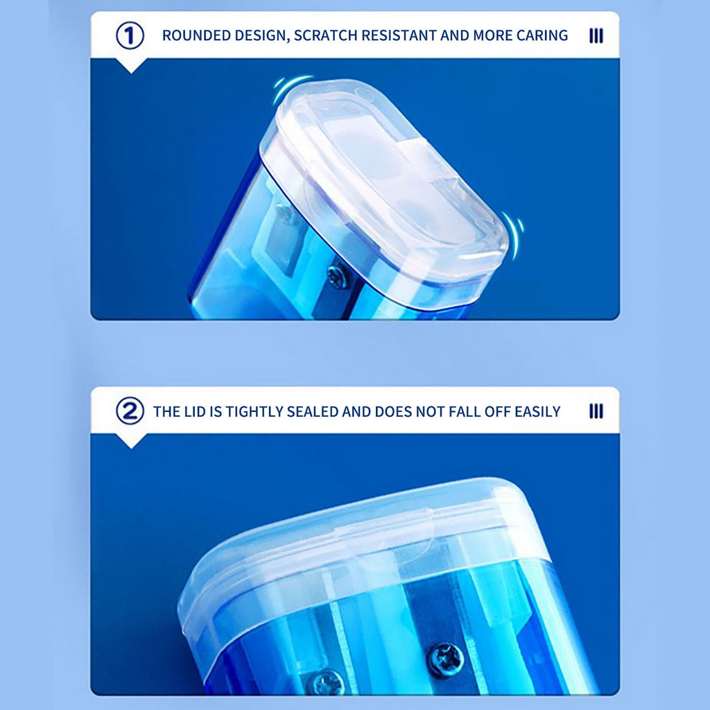 Yhmxh Double Hole Handheld Pencil Sharpeners with Lid, Dual Hole Manual Little Sharpener for Office, Portable Pencil Sharpener Graphite Pastel Colouring Lip Liners Eye Brow Pencils