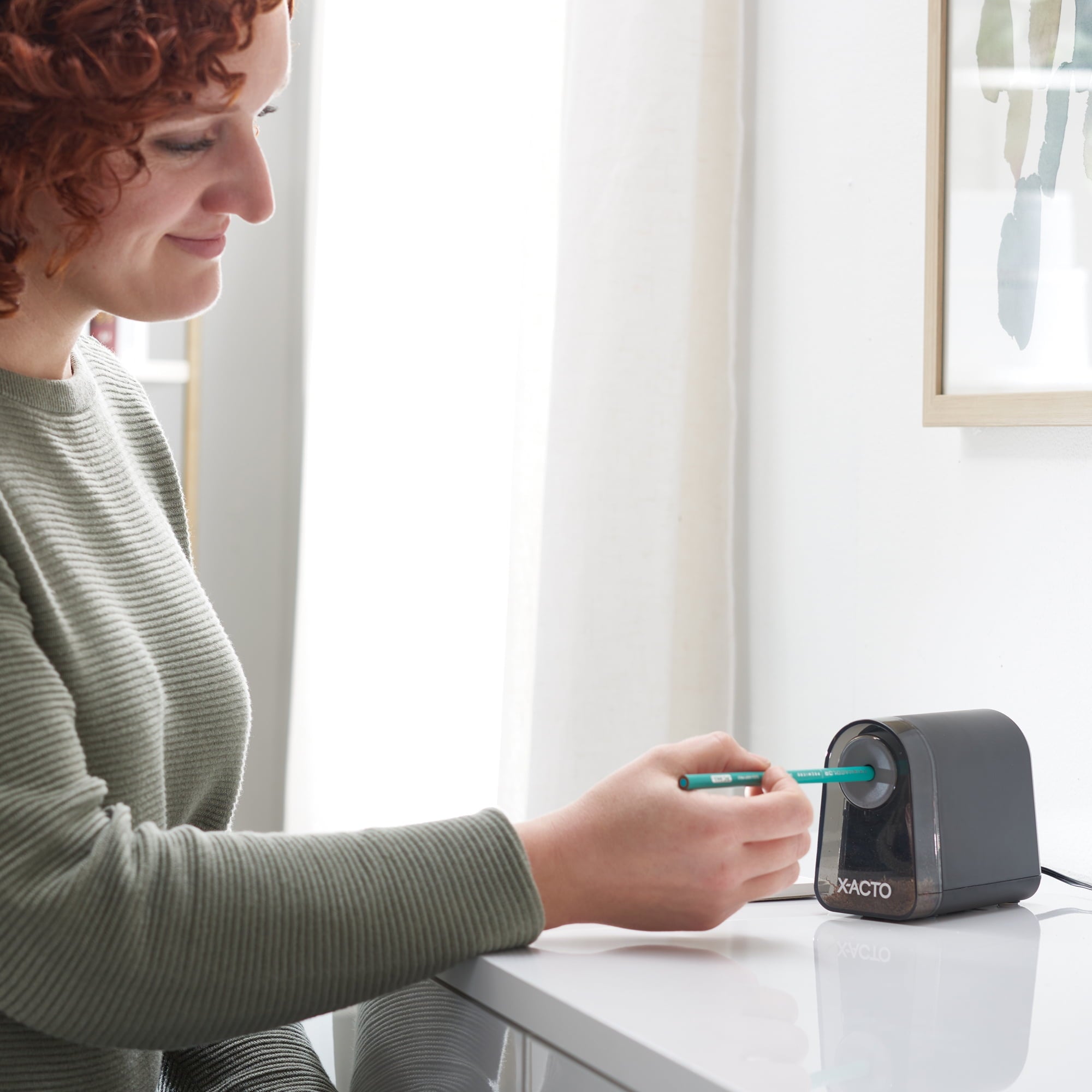 X-ACTO Mighty Mite Electric Pencil Sharpener, with Pencil Saver, Black, 1 Count