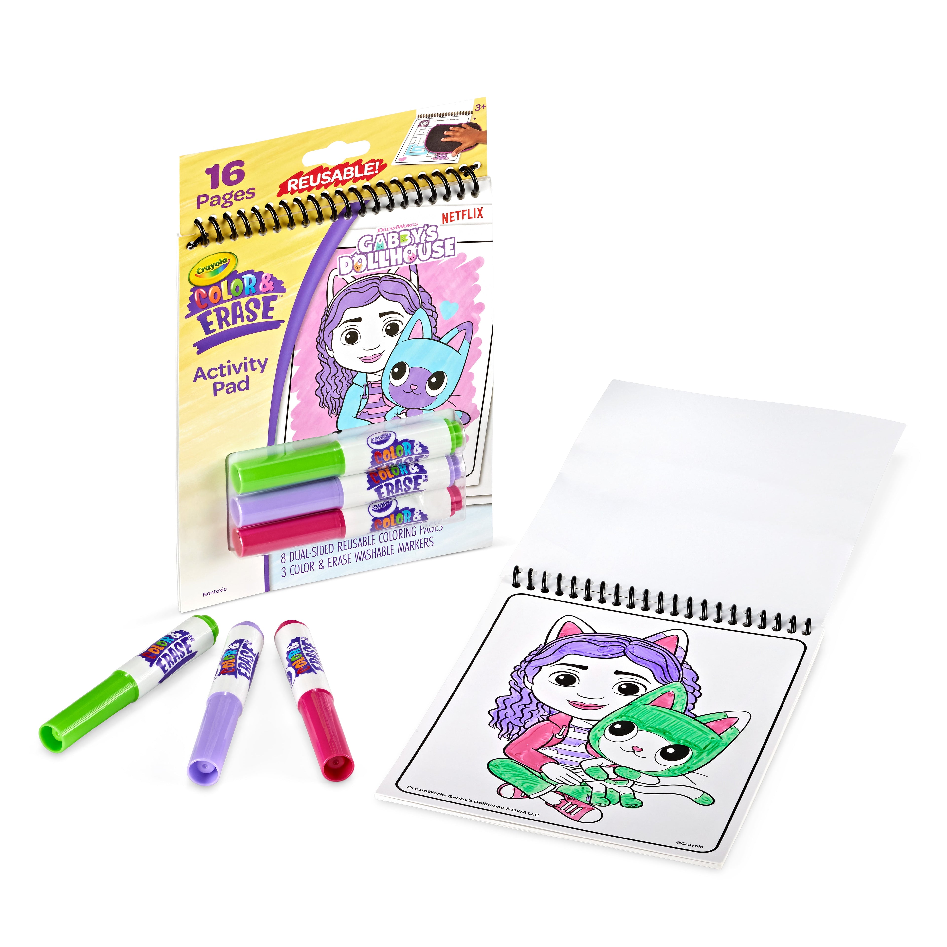 Crayola Gabby's Dollhouse Color & Erase Activity Pad, 8 Color & Erase Coloring Pages, Gift for Kids
