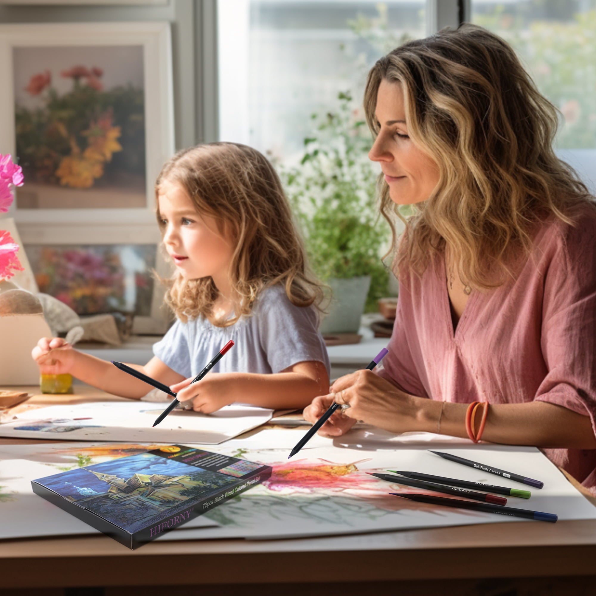 HIFORNY Premium Black Edition Colored Pencils for Adults Coloring – 72 Coloring Pencils with Smooth Pigments,Artists Soft Core,Drawing Pencils Art Supplies for Adults Beginners