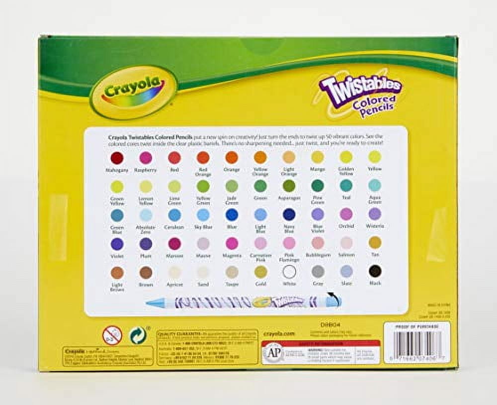 Crayola Twistables Colored Pencil Set for Kids, 50 Count
