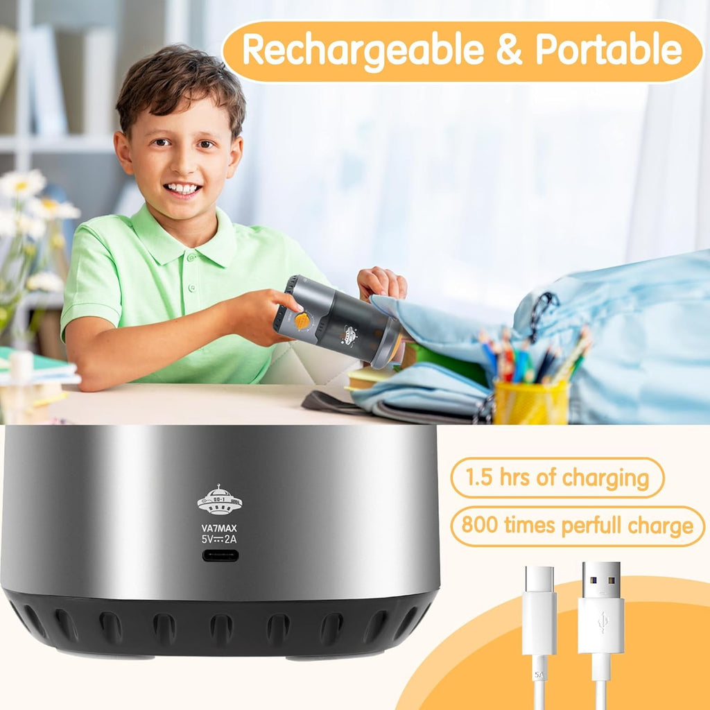 Deli Electric Pencil Sharpener, Fully Automatic Auto in & Out, Rechargeable Hands-Free Pencil Sharpener for 6.9-10.8mm, Home, Classroom, Battery Operate, Spaceship Styling